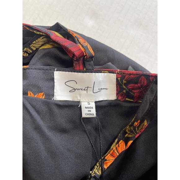 Midnight Bloom Maxi Dress Sz S Floral Deep V Neck Side Slit Boho Chic Summer NWT - Picture 8 of 16